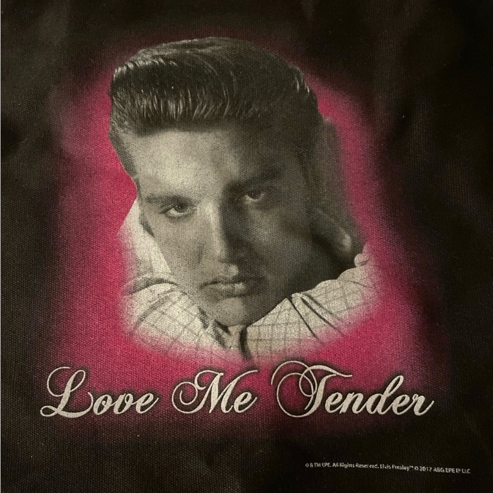 Elvis Presley Black Canvas Tote with “Love Me Tender” Graphic NEW